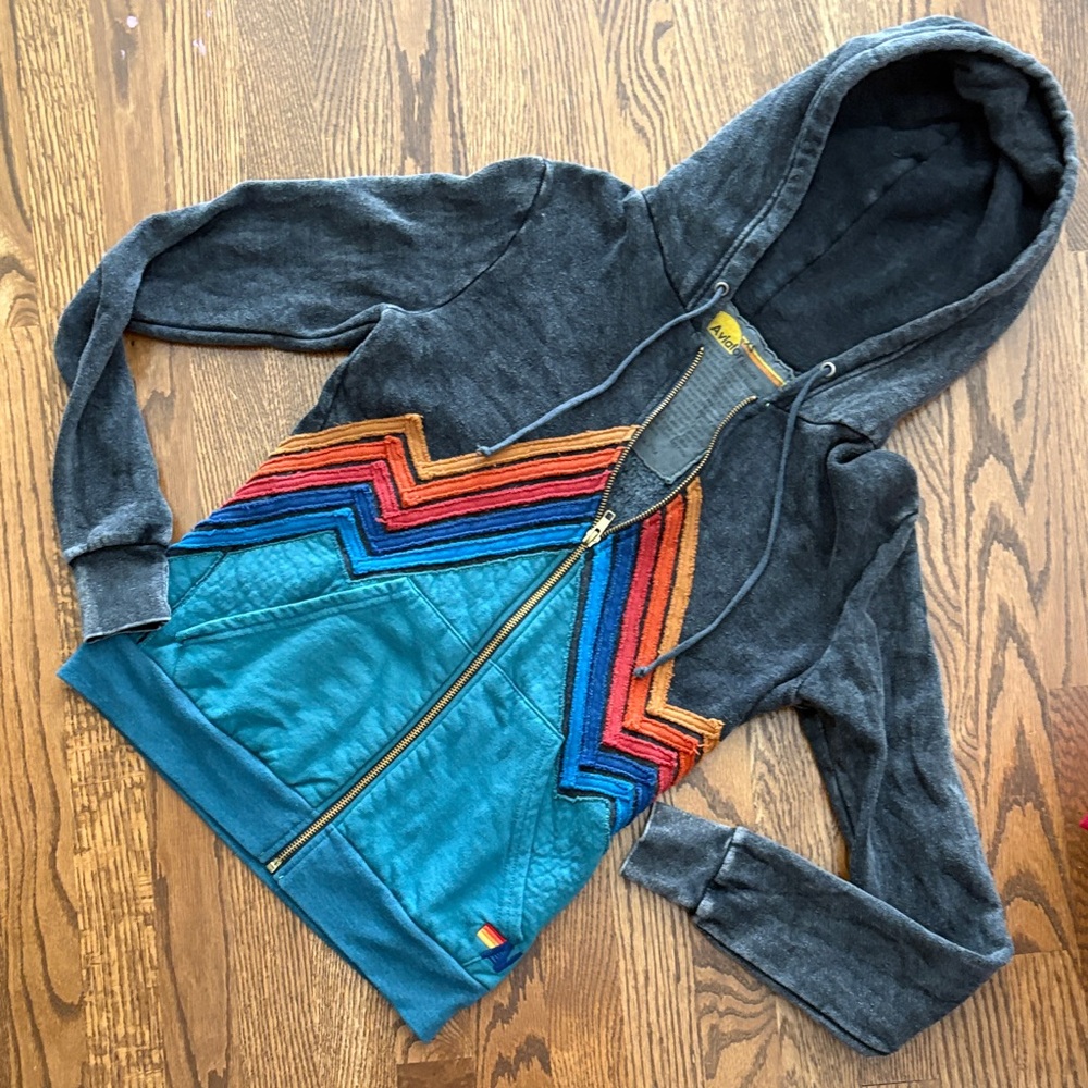 Aviator Nation Gray and Orange Hoodie